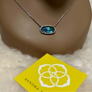 Kendra Scott Elisa Silver Pendant Necklace in Abalone Shell adjustable chain